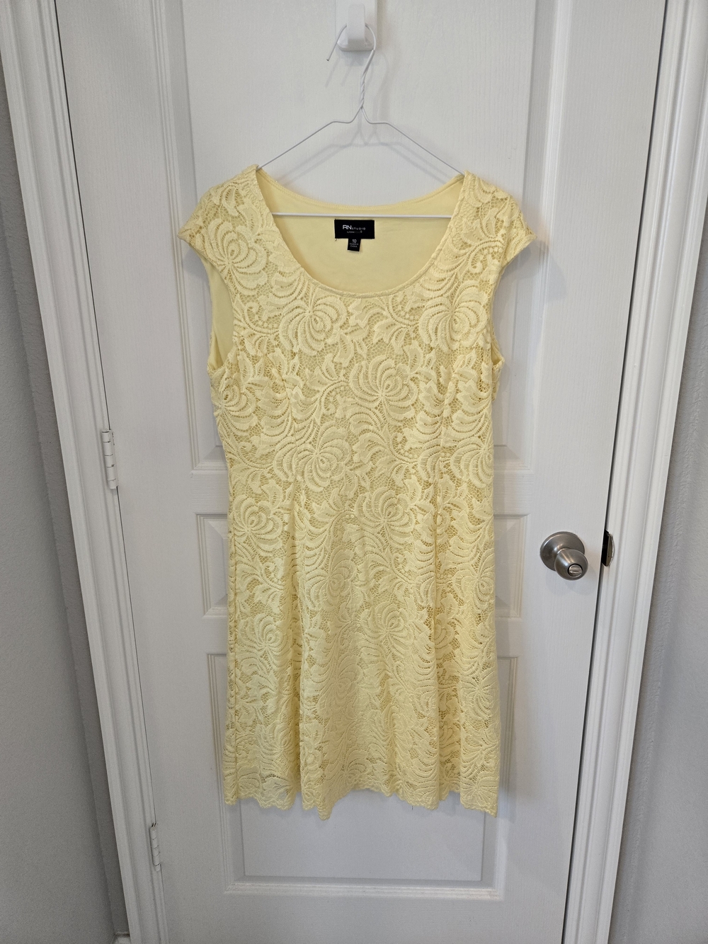 Ronni Nicole Yellow Lace Mini Dress